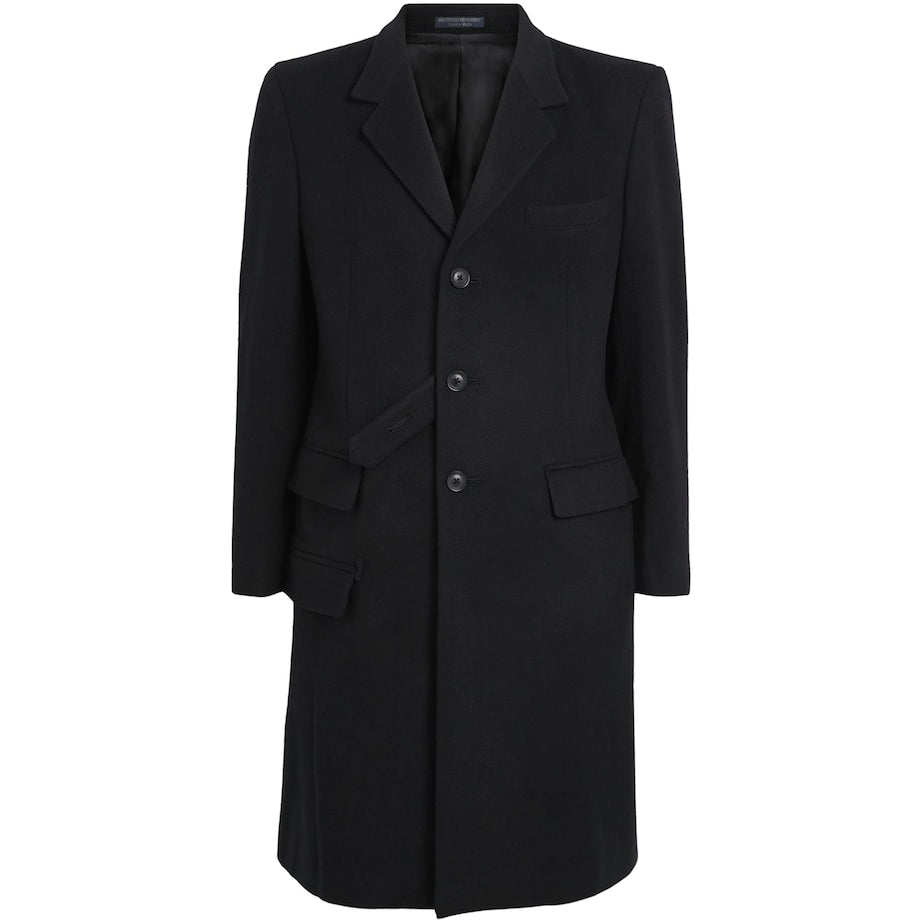 Yohji Yamamoto Black Wool-Cashmere Overcoat