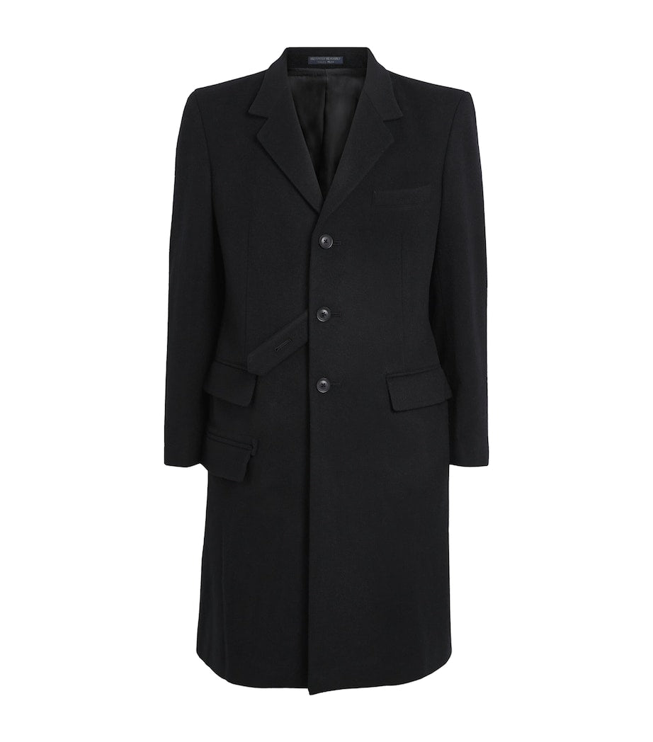 Yohji Yamamoto Black Wool-Cashmere Overcoat