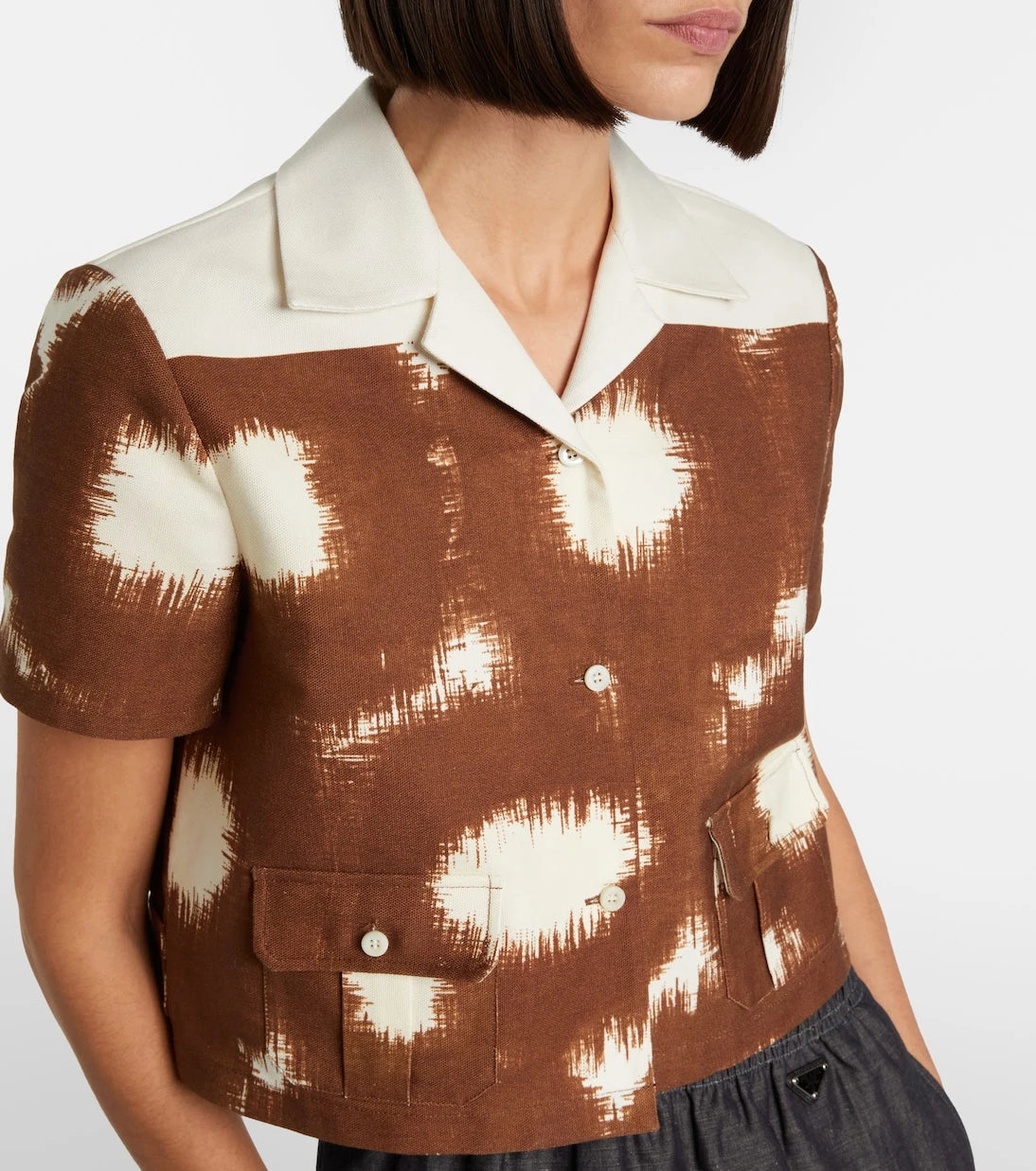 Prada - Printed cropped cotton shirt