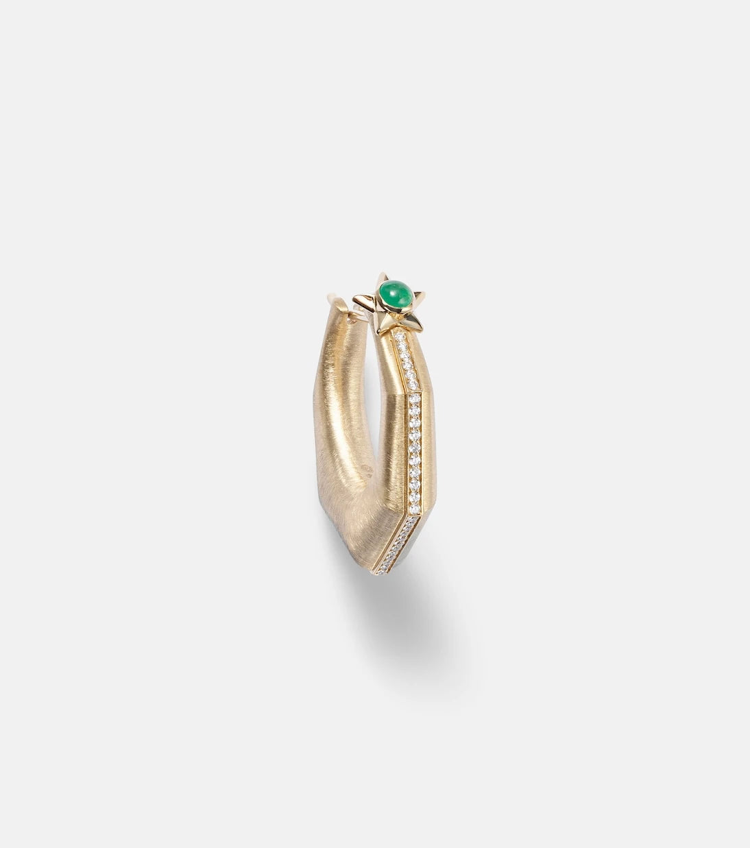 Marie Lichtenberg - Baba Large 18kt gold single earring with diamonds and emerald