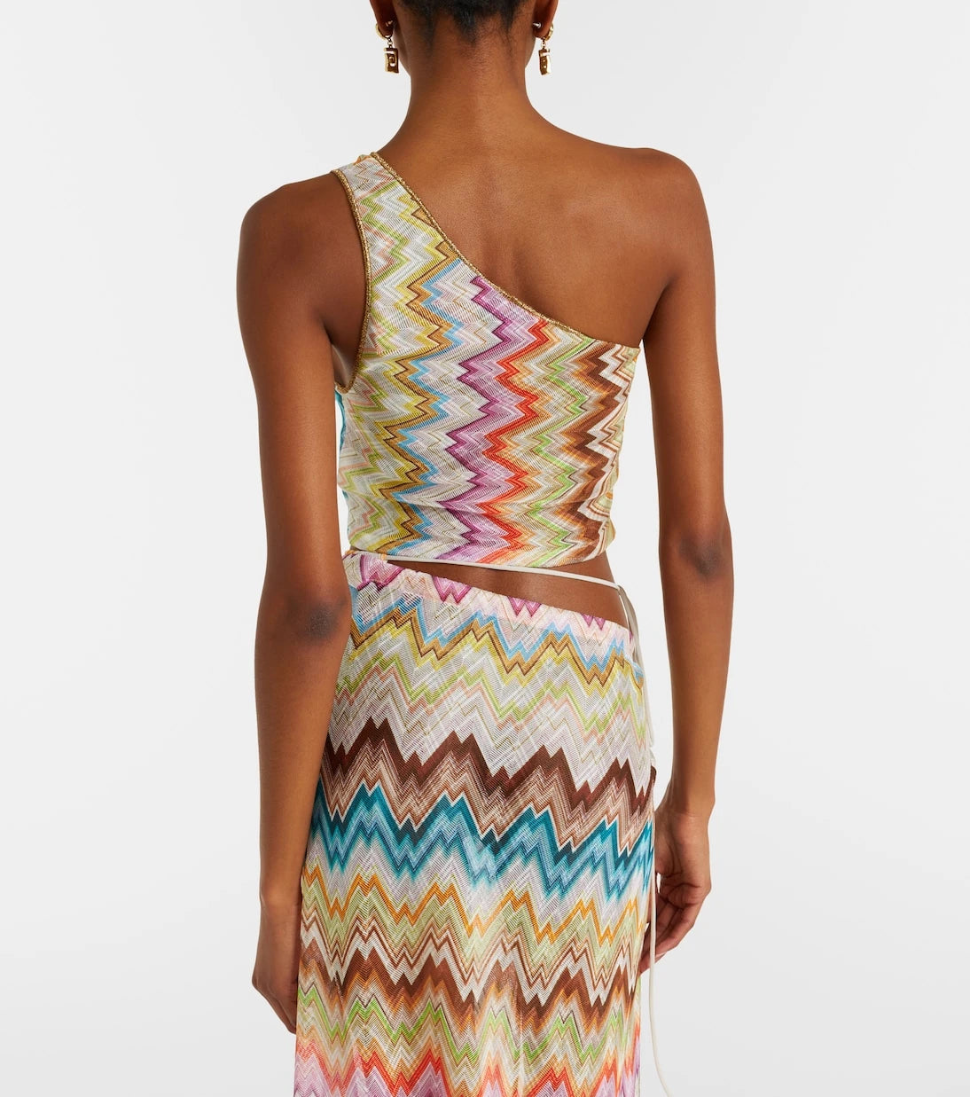 Missoni - توب قصير بكتف واحد بنقشة متعرجة