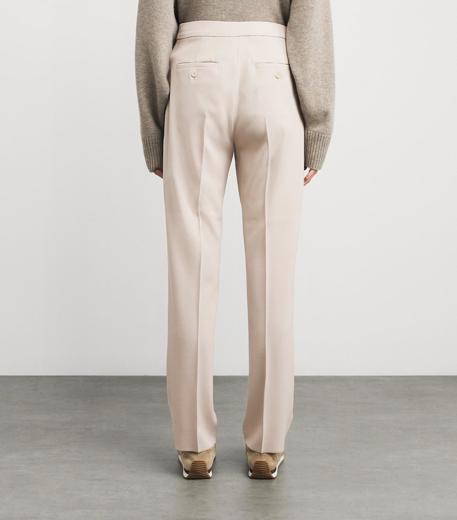 Virgin Wool Straight Tailored Trousers IVORY