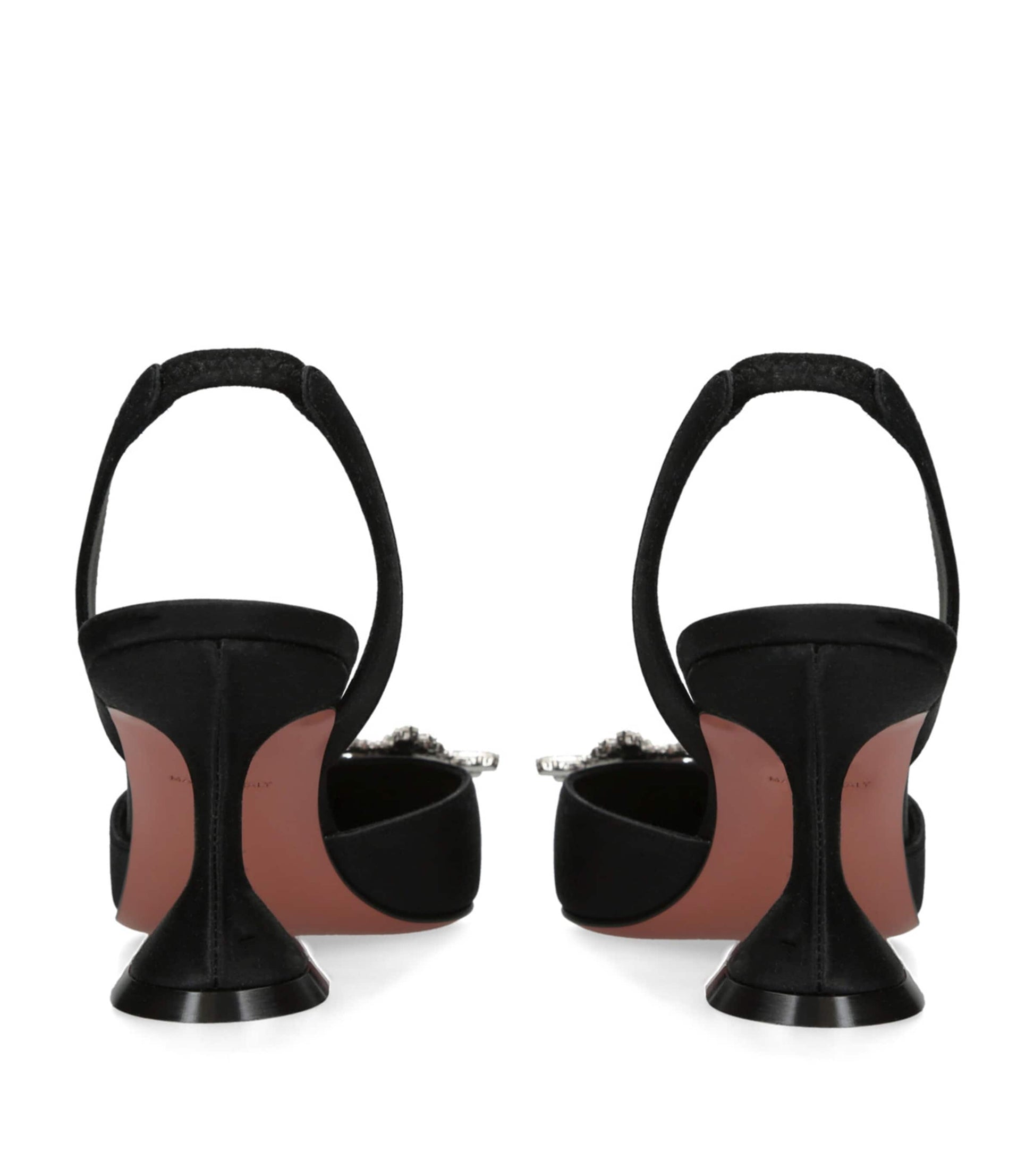 Black Satin Begum Slingback Pumps 70