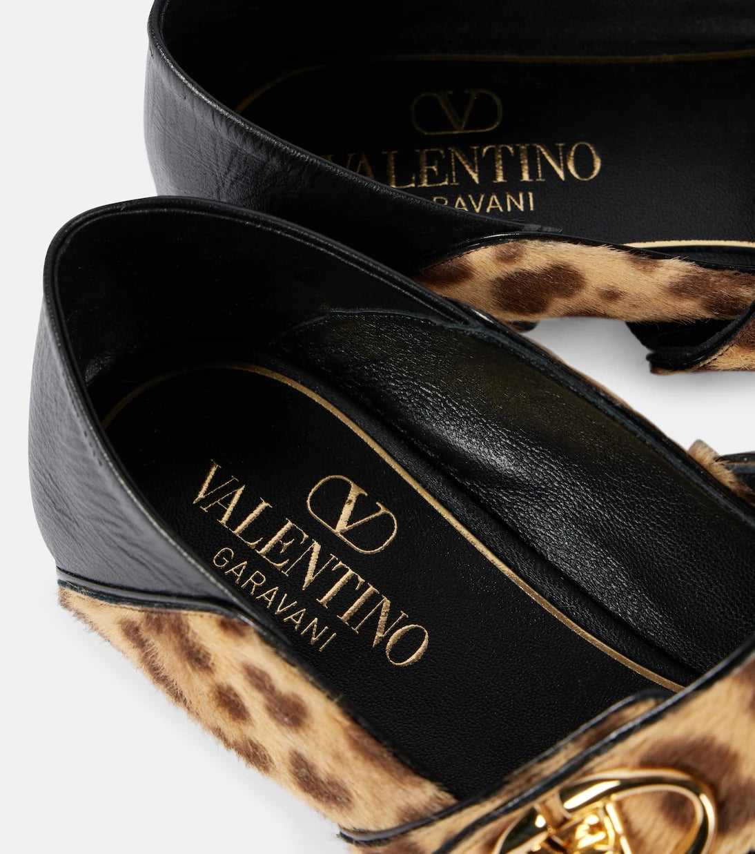 Valentino Garavani - VLogo Locker leopard-print Mary Jane flats