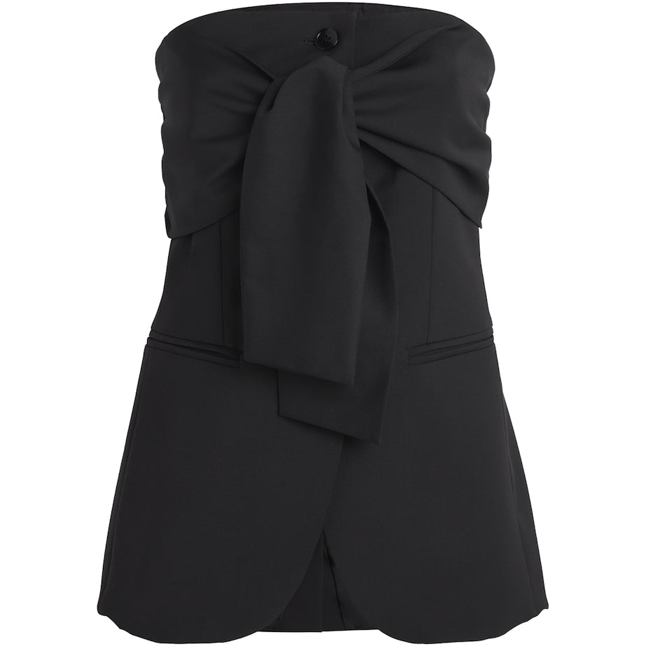 Black Virgin Wool Strapless Waistcoat