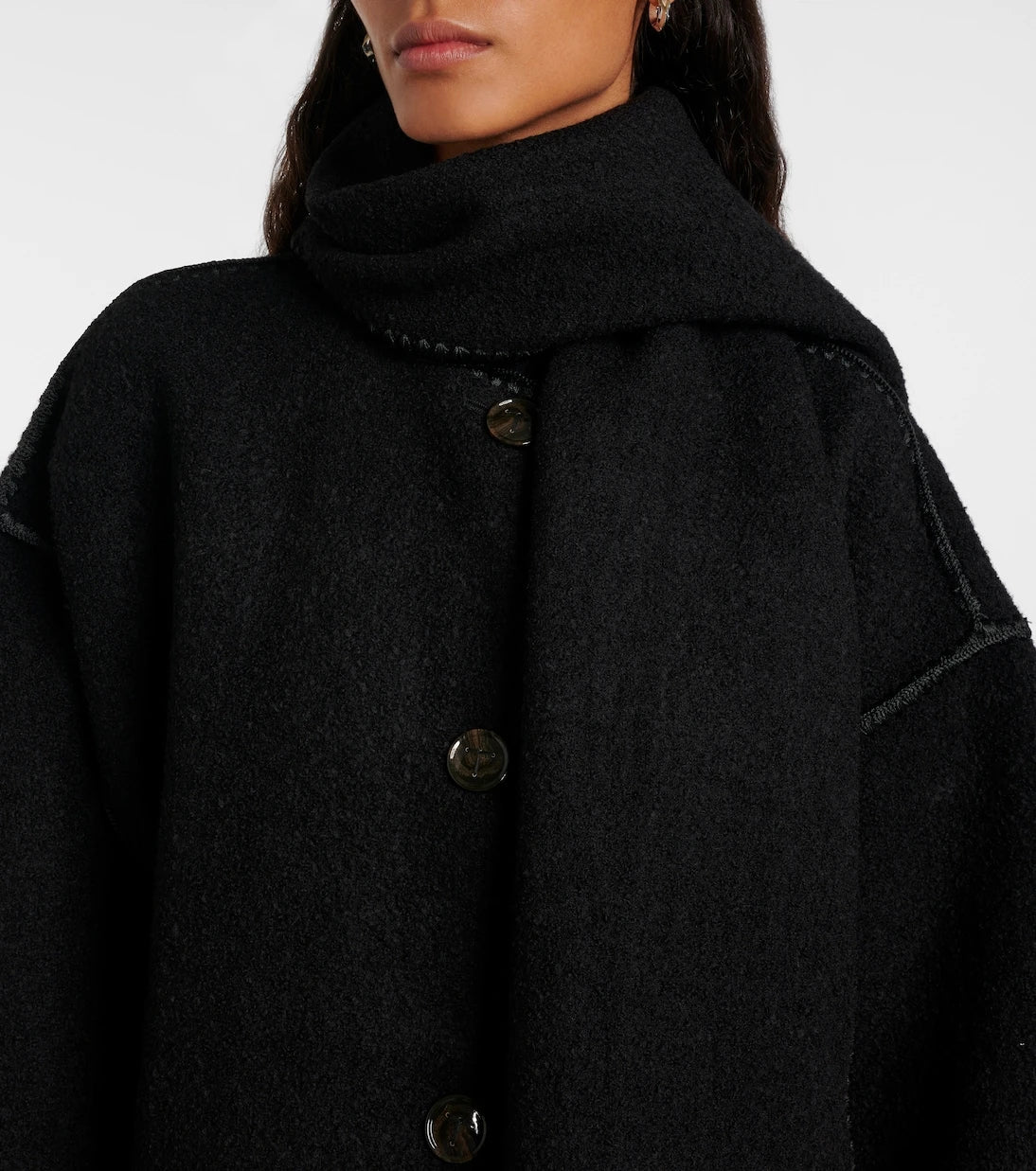 Toteme - Embroidered wool-blend scarf coat