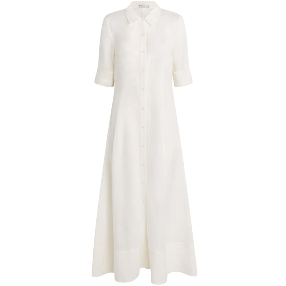 Simkhai White Linen-Blend Claudine Midi Shirt Dress