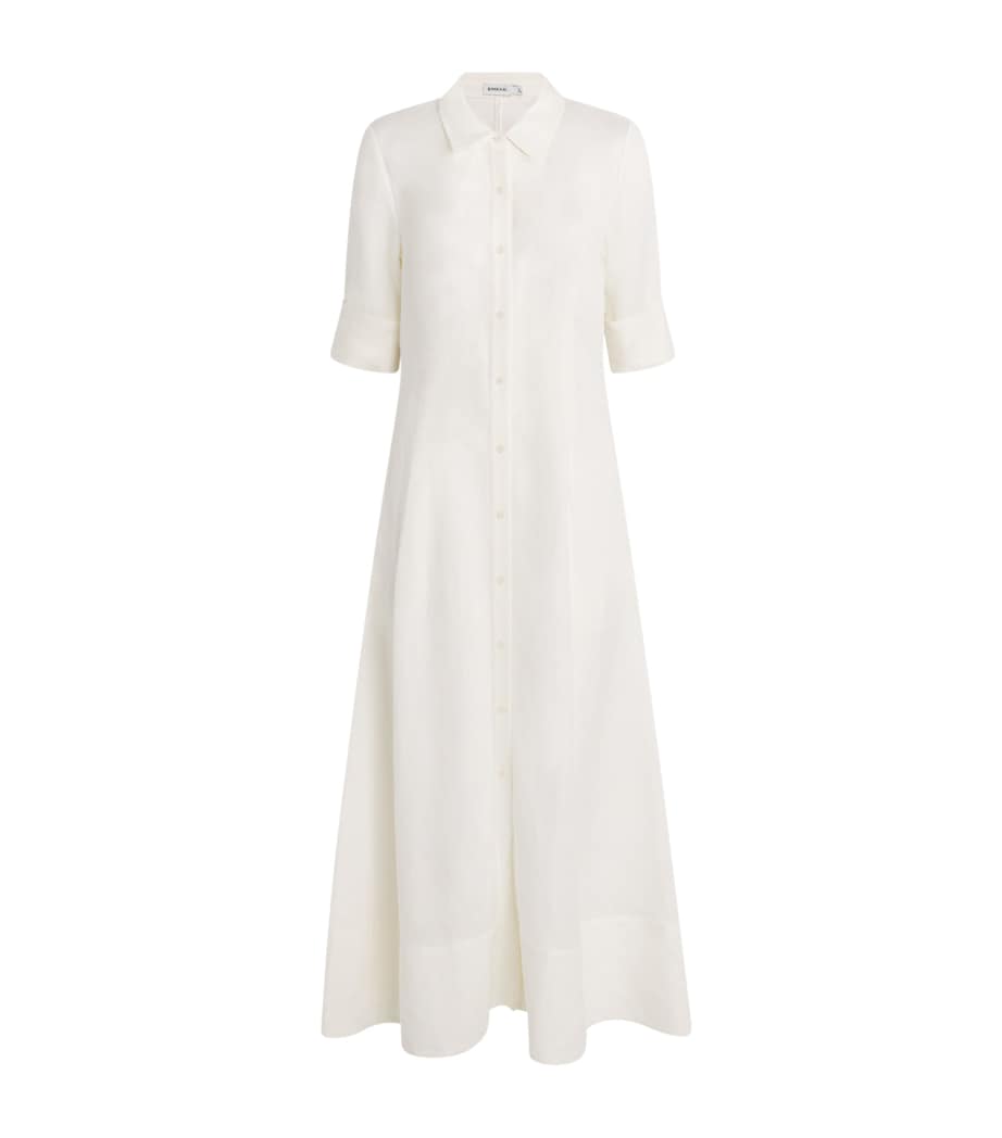 Simkhai White Linen-Blend Claudine Midi Shirt Dress