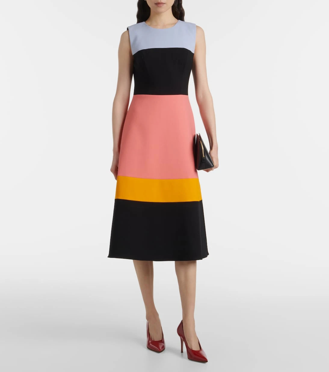 Carolina Herrera - Colorblocked wool-blend midi dress