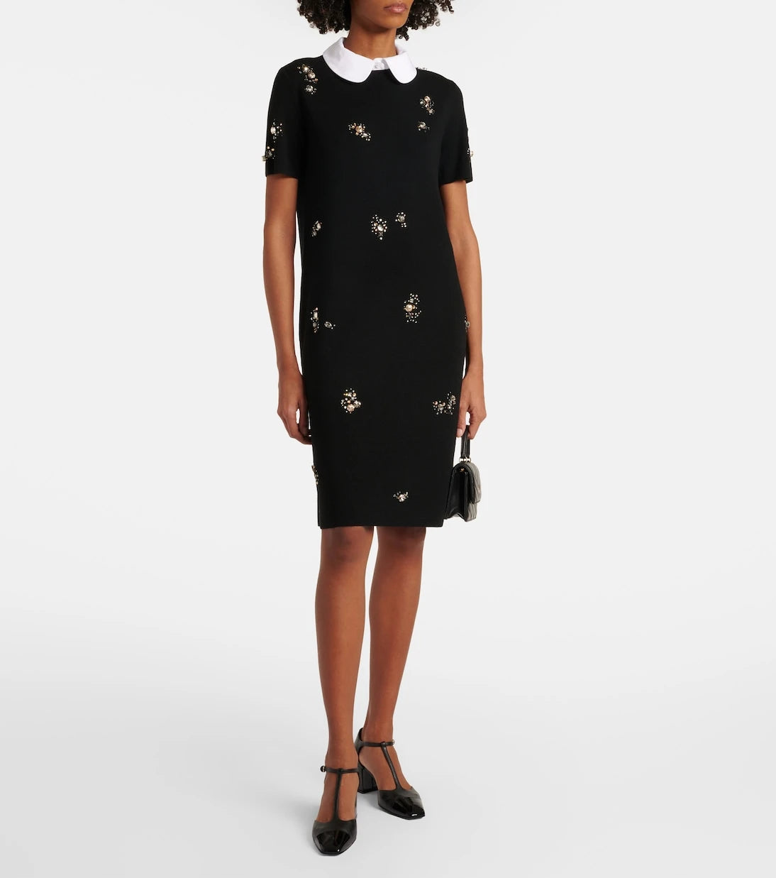 Tory Burch - Embellished wool-blend midi dress