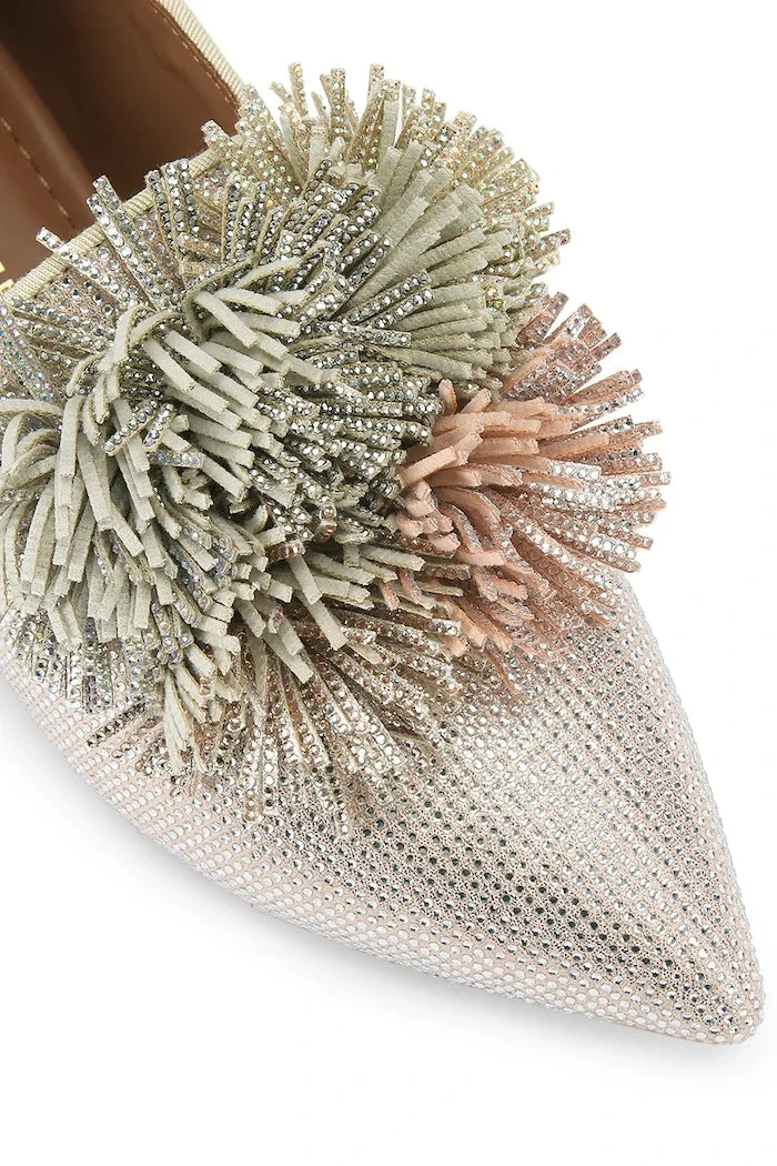 Kurt Geiger London Pom Pom Point Slip On Kadife Mokasen