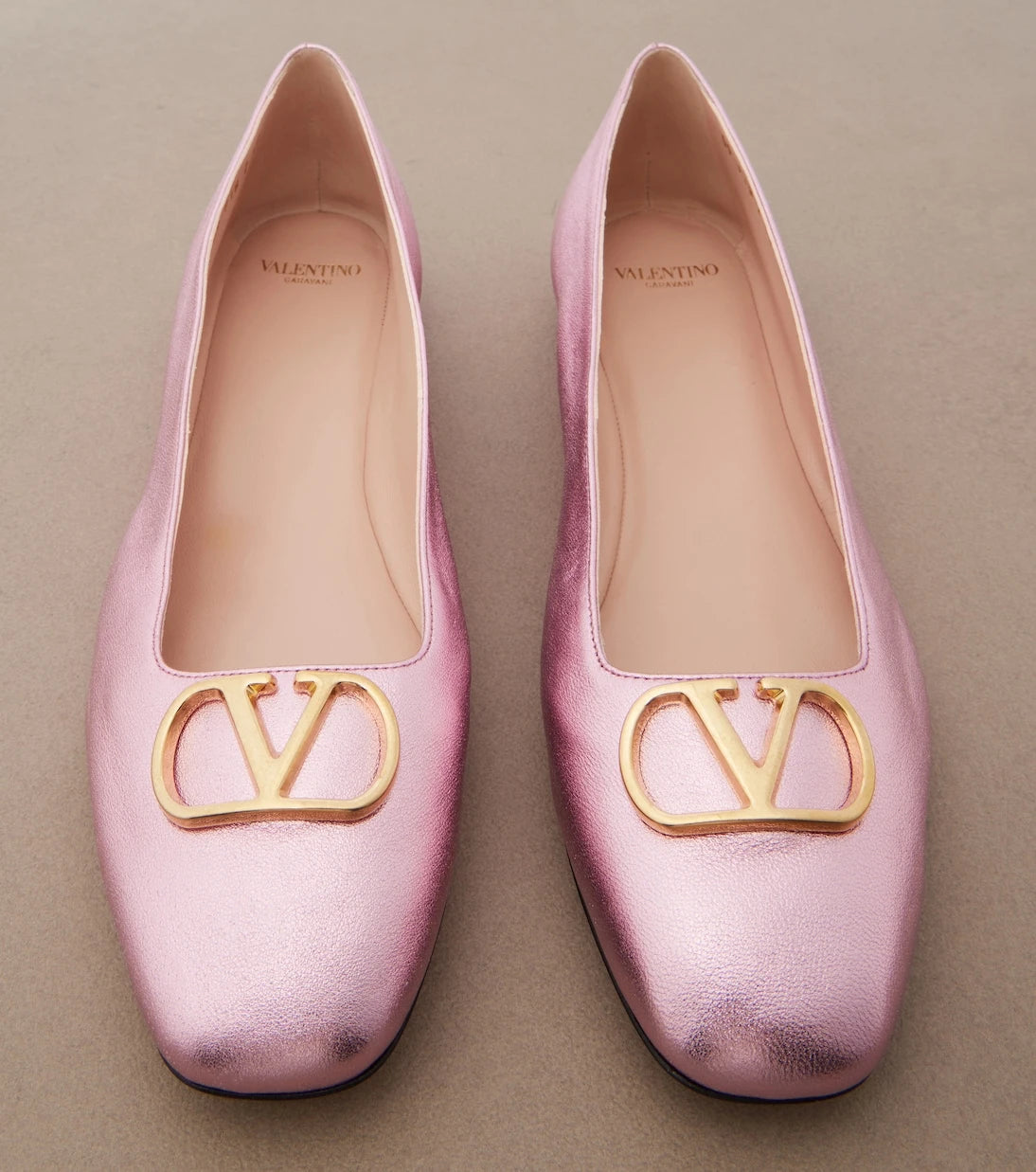 Valentino Garavani - VLogo metallic leather ballet flats