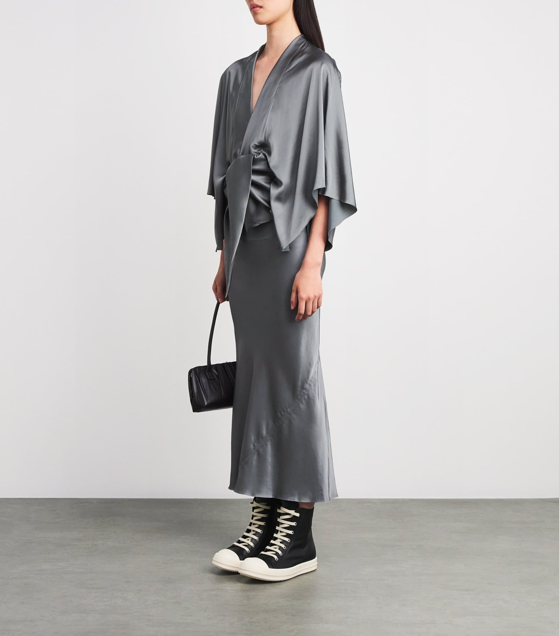 Rick Owens Blue Charmeuse Half-Moon Top