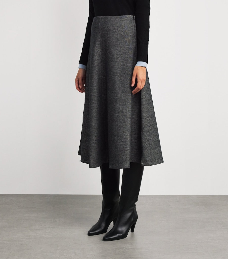 MAX&Co. Grey Jersey Flared Midi Skirt