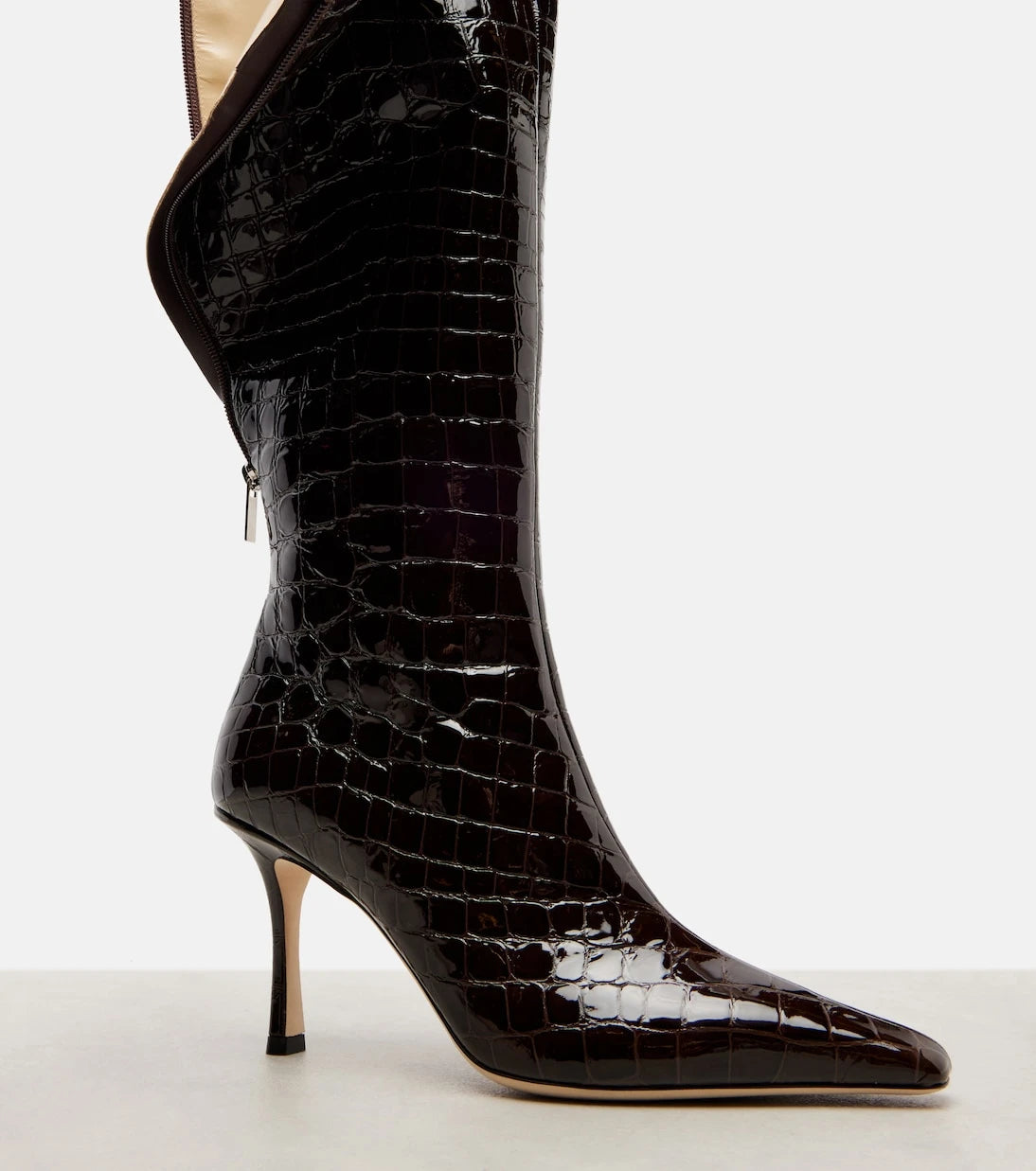 Jimmy Choo - Agathe 85 croc-effect leather knee-high boots