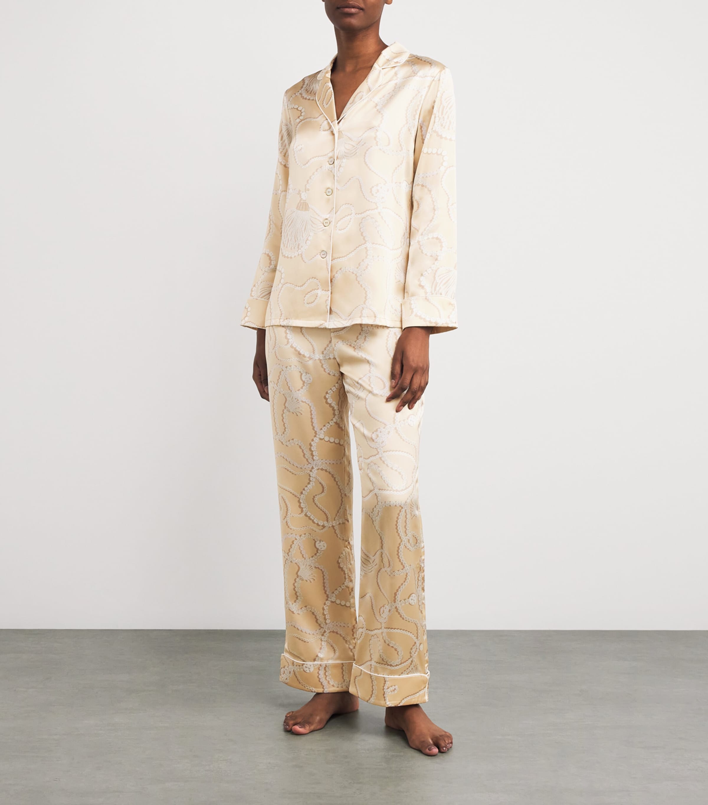 Silk Pearl Print Lila Pyjama Set