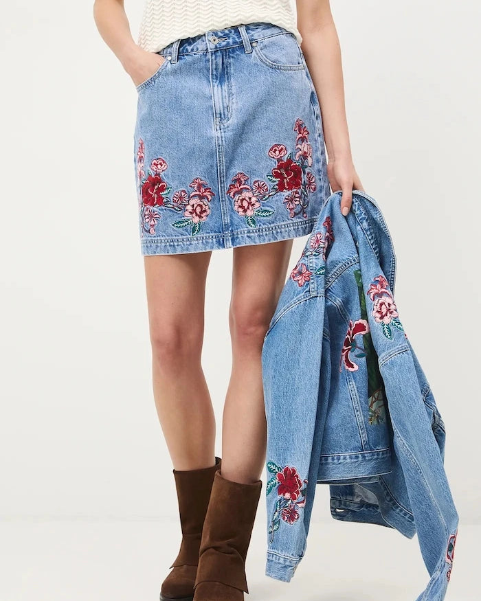 Pamuklu denim etek Medicine
