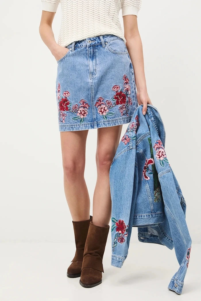 Pamuklu denim etek Medicine