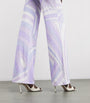 Purple Satin Straight Trousers