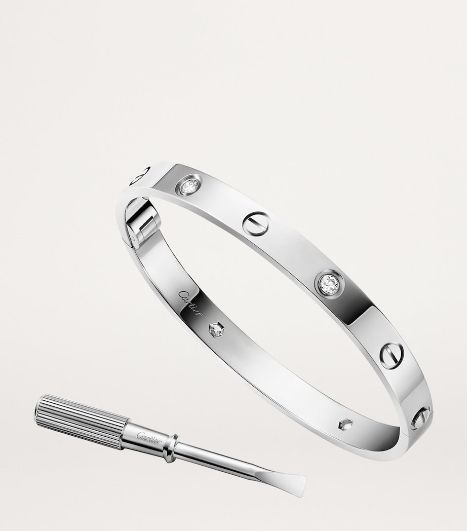 LOVE Classic White Gold 4-Diamond Bracelet - Single-Screw Closure