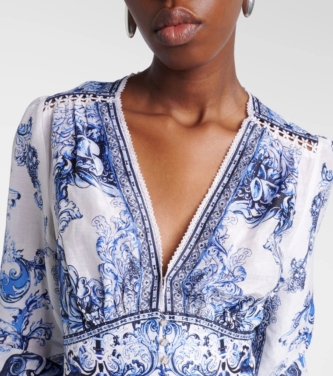 Camilla - Printed linen and silk maxi dress