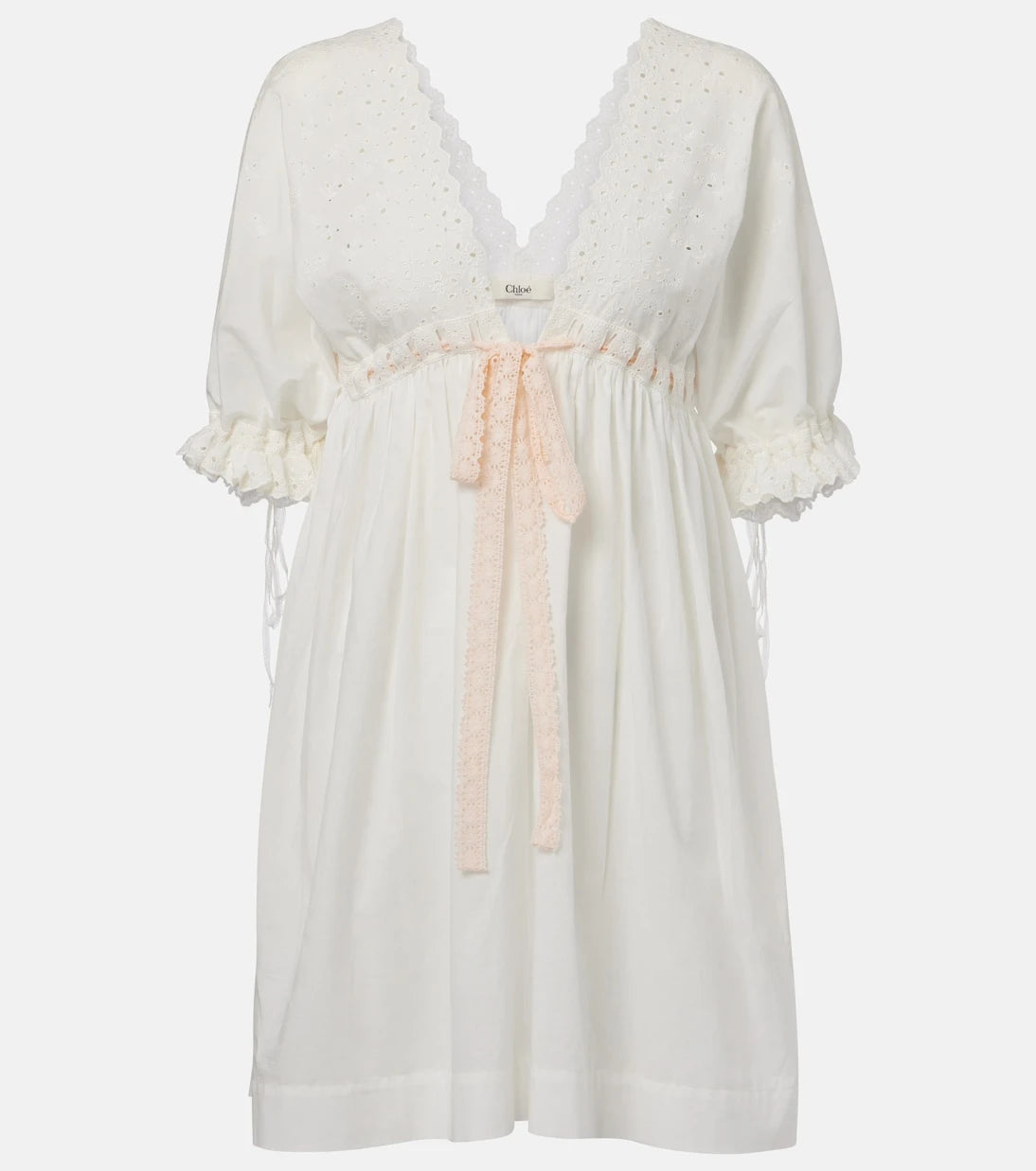 Chloé - Broderie anglaise cotton-blend minidress