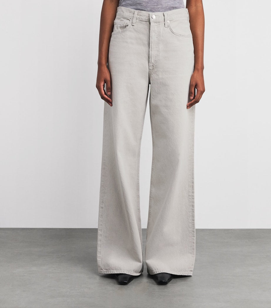 Grey Dame No-Cuff Wide-Leg Jeans