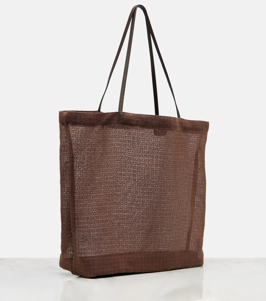 The Row - Barn leather-trimmed mesh tote bag