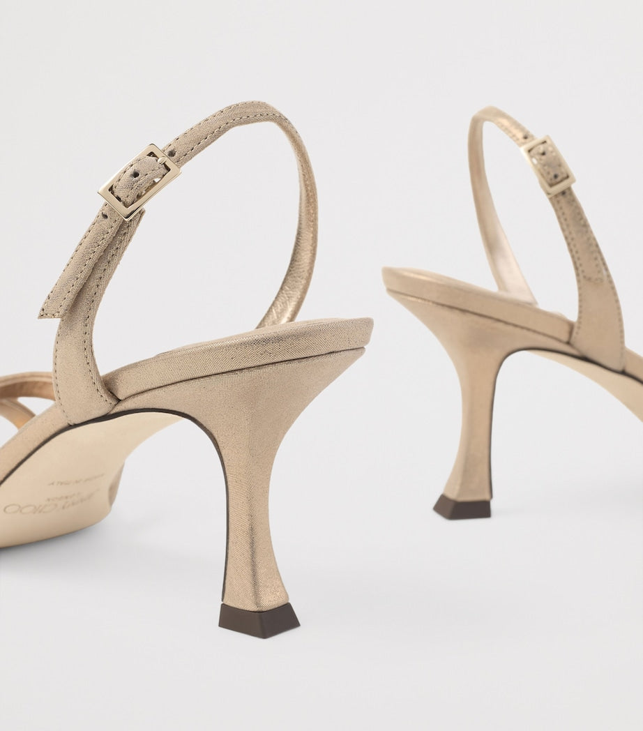 Gold Elsy 70 Metallic Leather Sandals