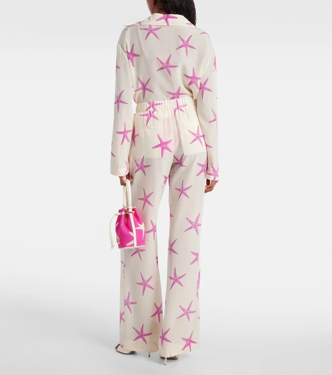 Valentino - Printed high-rise silk wide-leg pants