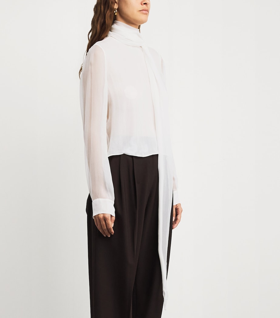 Ivory Silk Wisp Tie Blouse