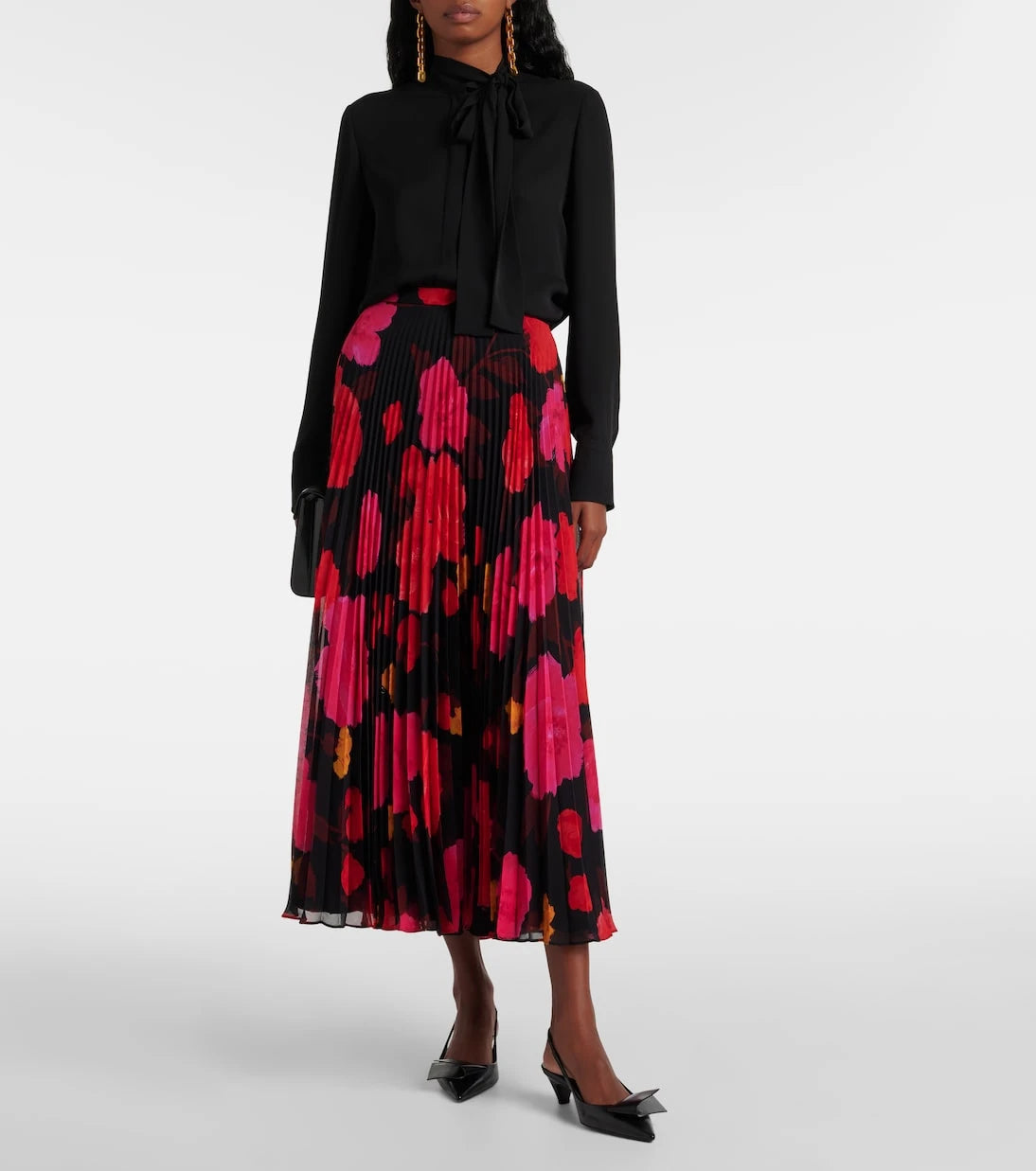 Erdem - Pleated floral midi skirt