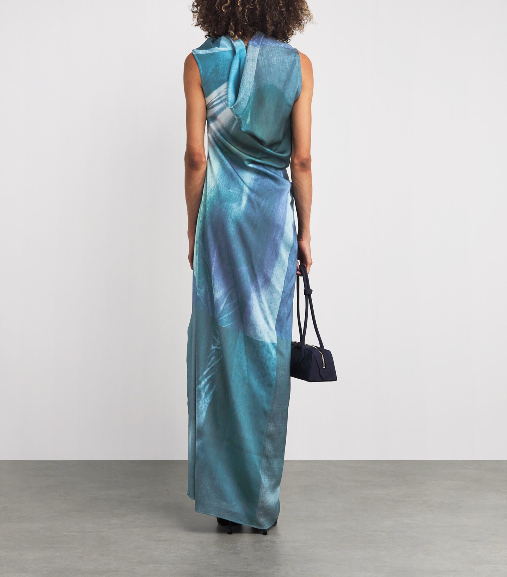 Jean Paul Gaultier Blue Draped Water Maxi Dress
