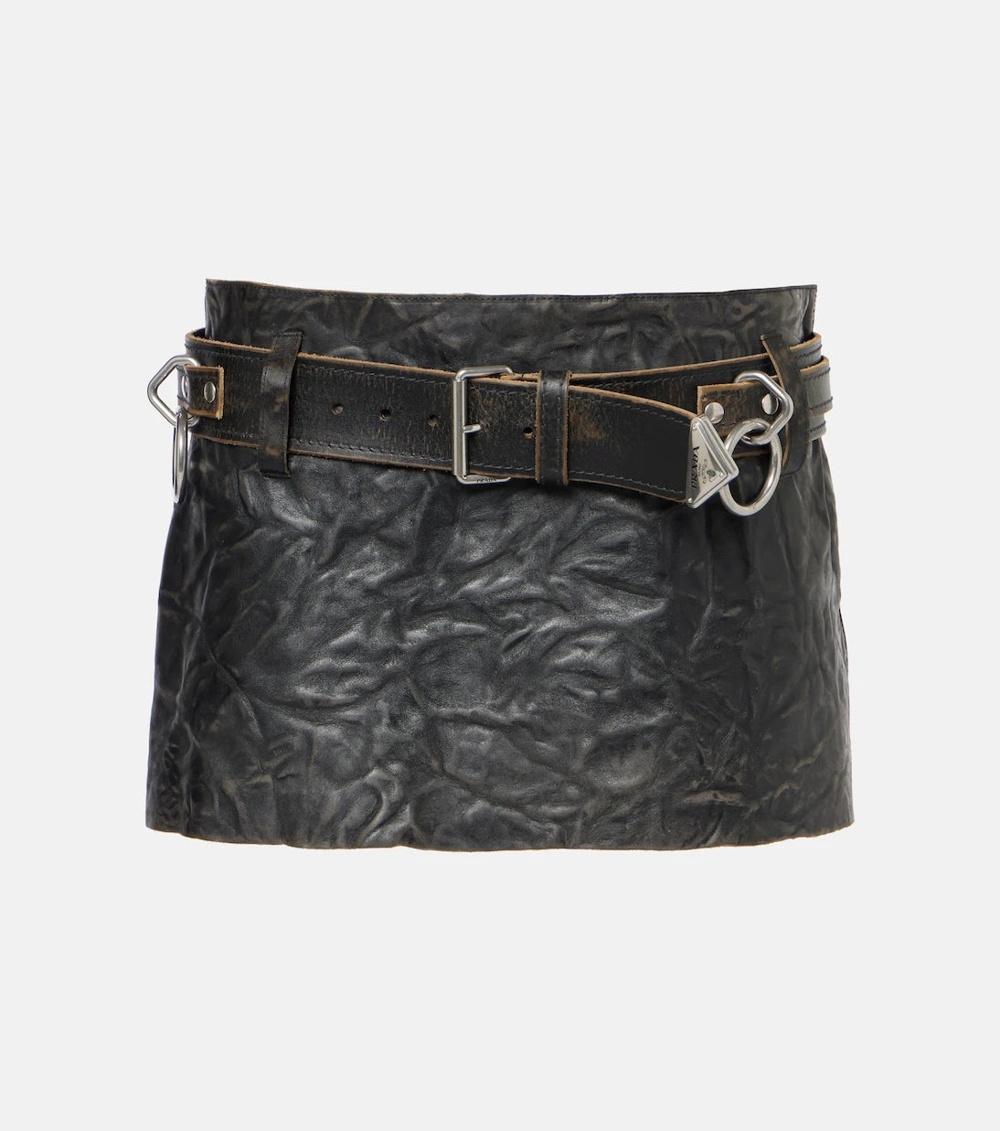 Prada - Belted leather miniskirt