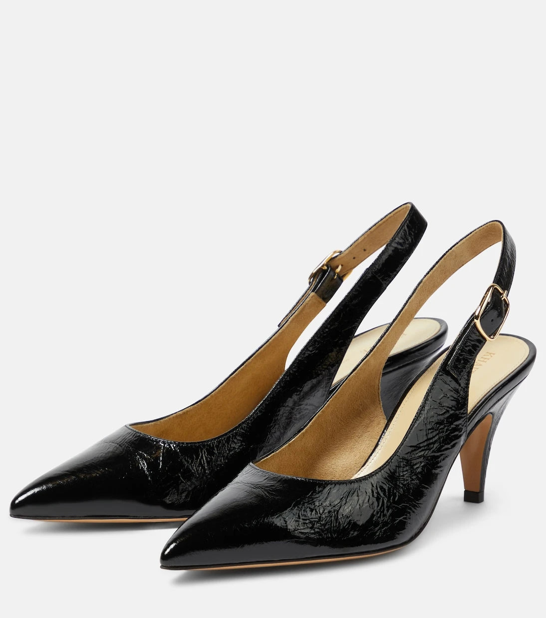Khaite - River crinkled leather slingback pumps