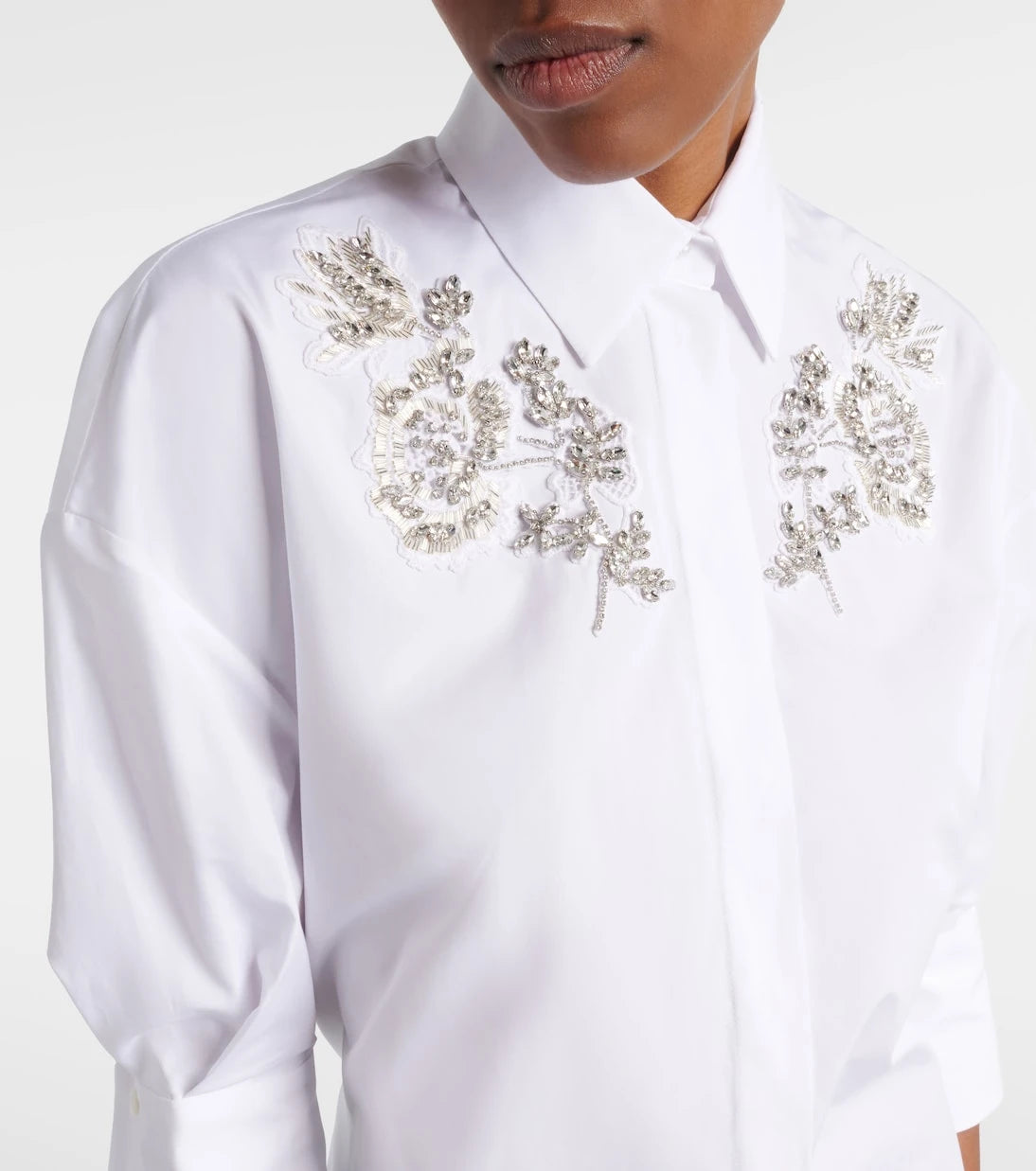 Erdem - Embroidered cotton poplin shirt dress