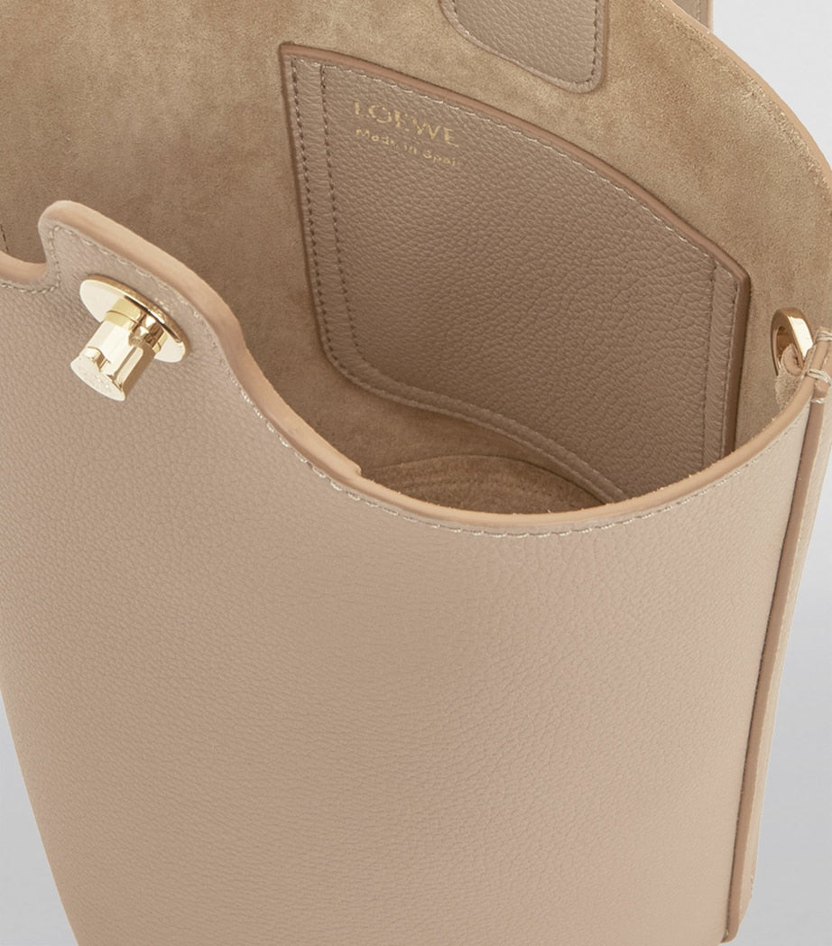 LOEWE Beige Mini Leather Pebble Bucket Bag