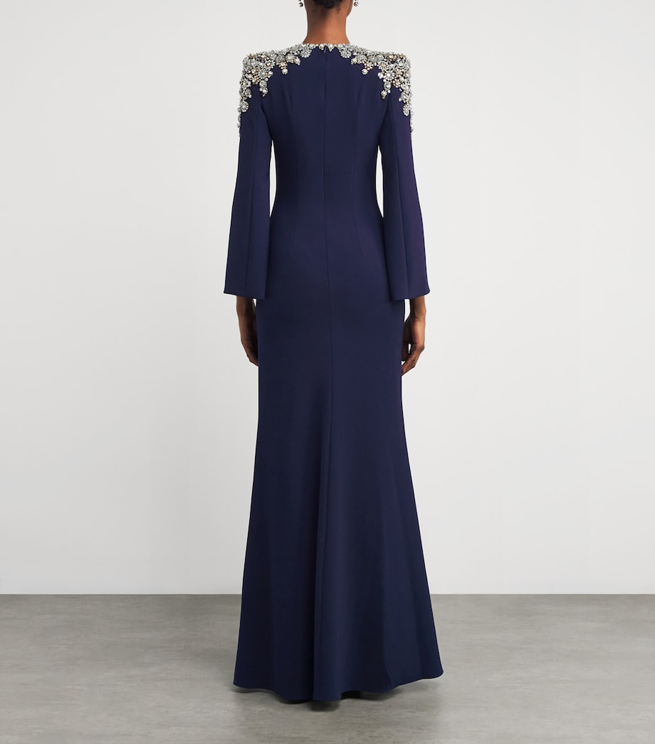 Jenny Packham Black Embellished-Neck Nile Gown