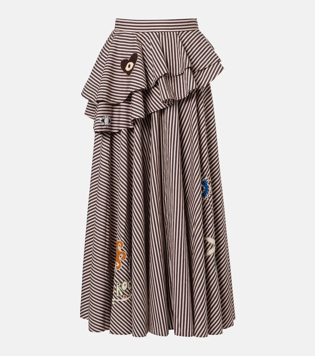 Alémais - Sirocco embroidered striped cotton maxi skirt