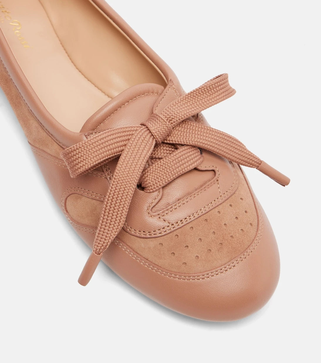 Gianvito Rossi - Vault leather-trimmed suede ballet flats