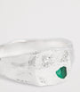Sterling Silver and Emerald Scatter Signet Ring
