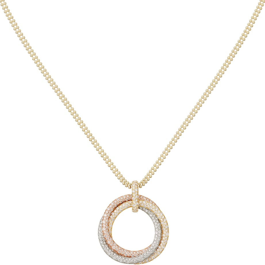 Mixed Gold and Diamond Trinity Necklace