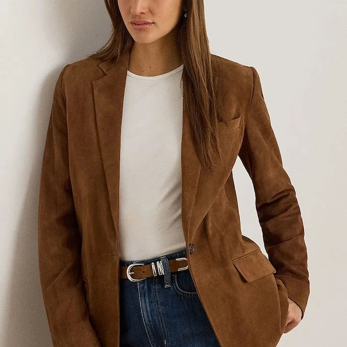 Lauren Ralph Lauren tek düğmeli kadın süet ceket