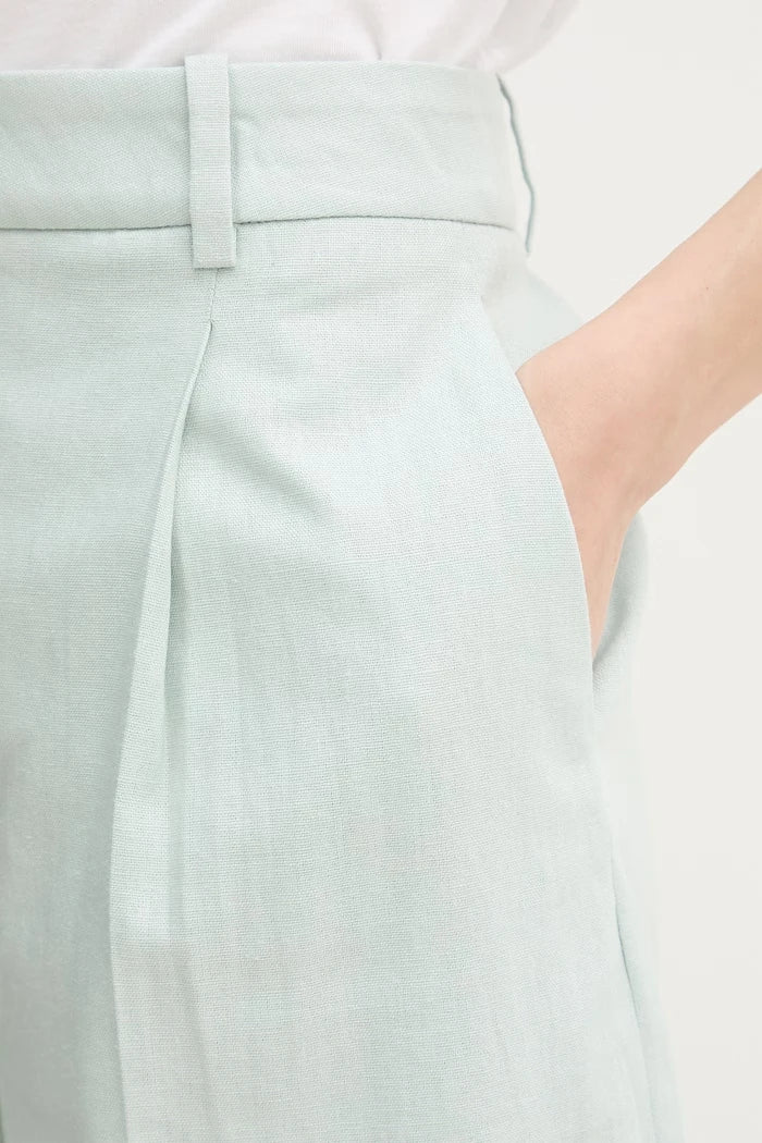 Calvin Klein Jeans kısa pantolon kadın, keten katkılı