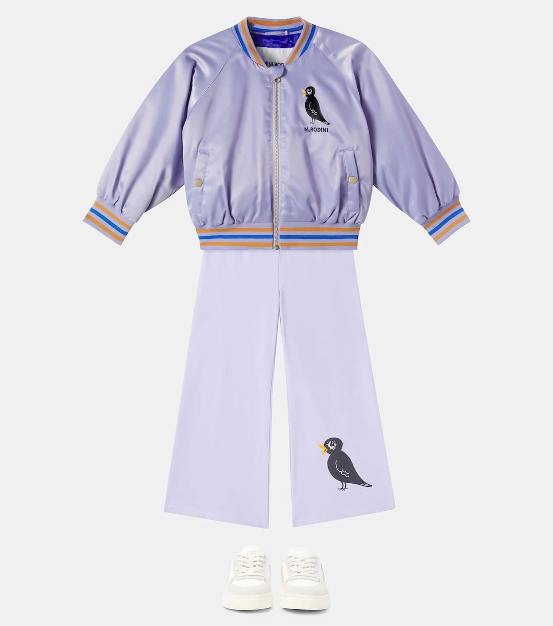 Mini Rodini - Embroidered logo satin bomber jacket