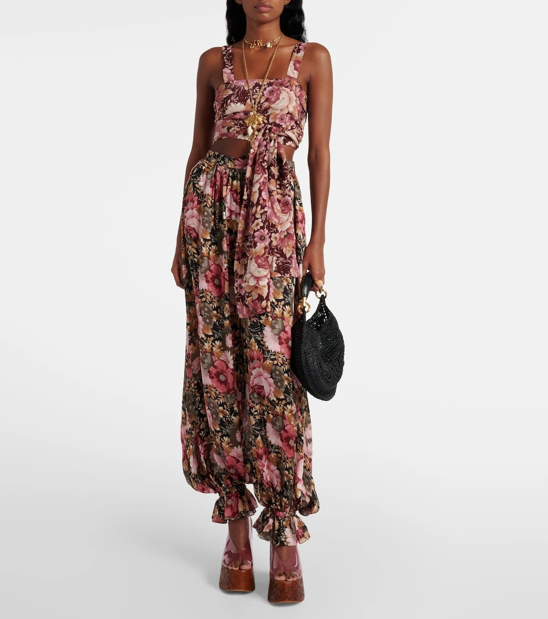 Chloé - Floral crêpe de chine crop top