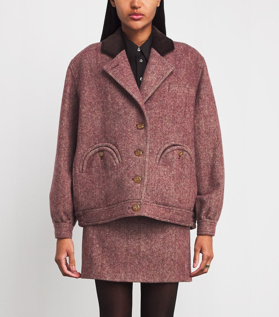 Blazé Milano Pink Virgin Wool Cleo Bomber Jacket