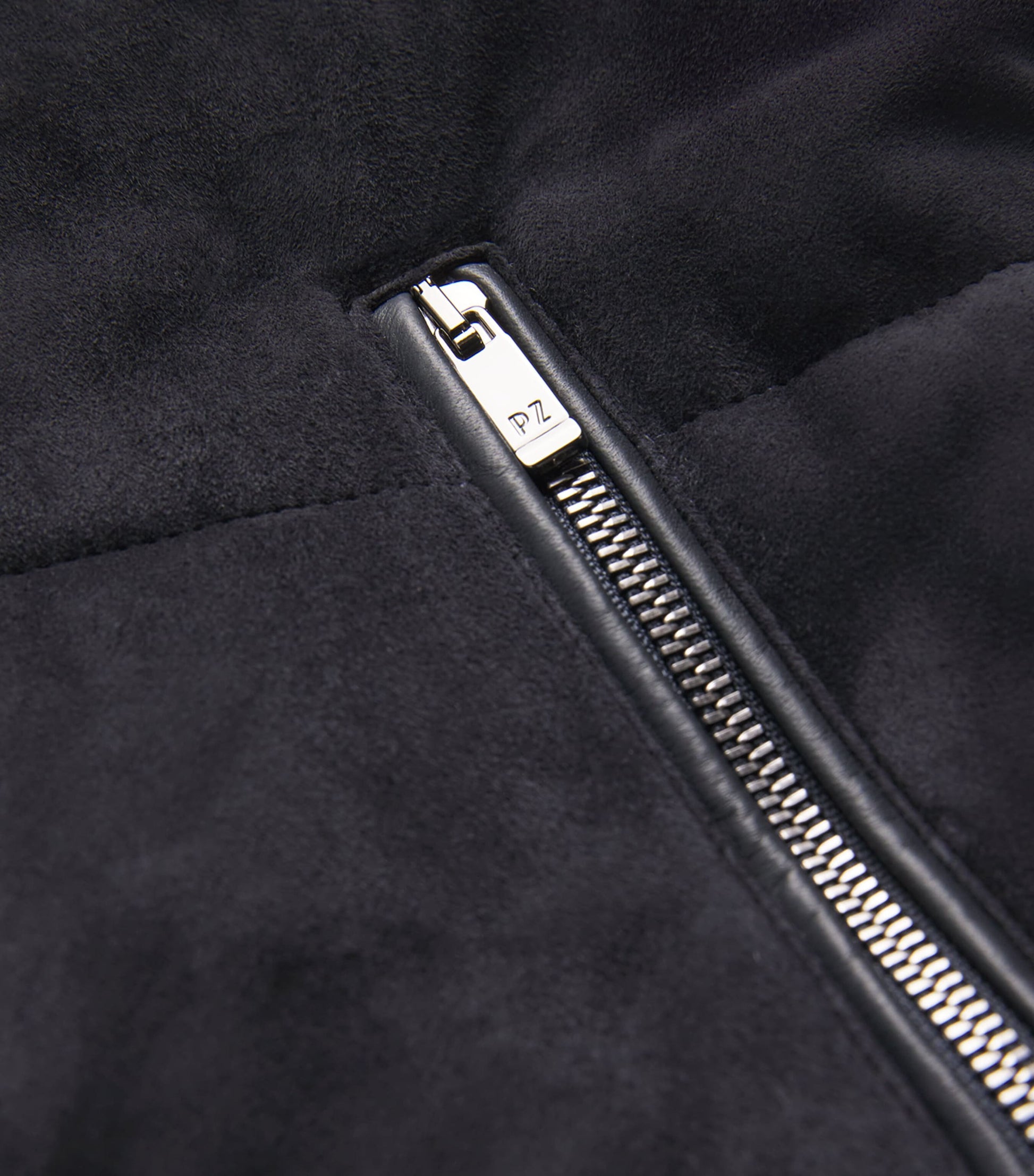 Navy Suede-Wool Bomber Jacket