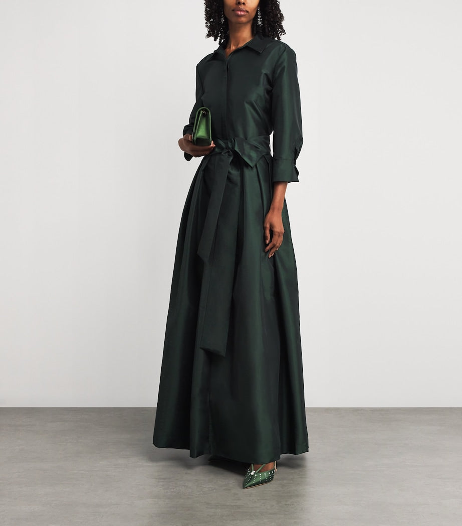 Malone Souliers Green Satin Moore Slingback Pumps 90