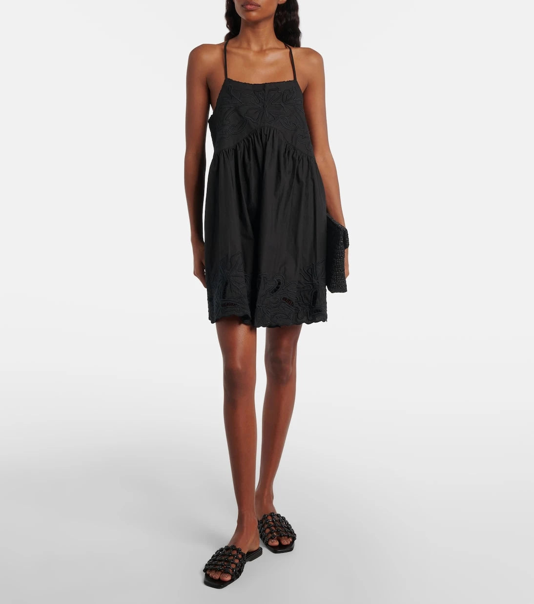 Juliet Dunn - Embroidered cotton poplin minidress